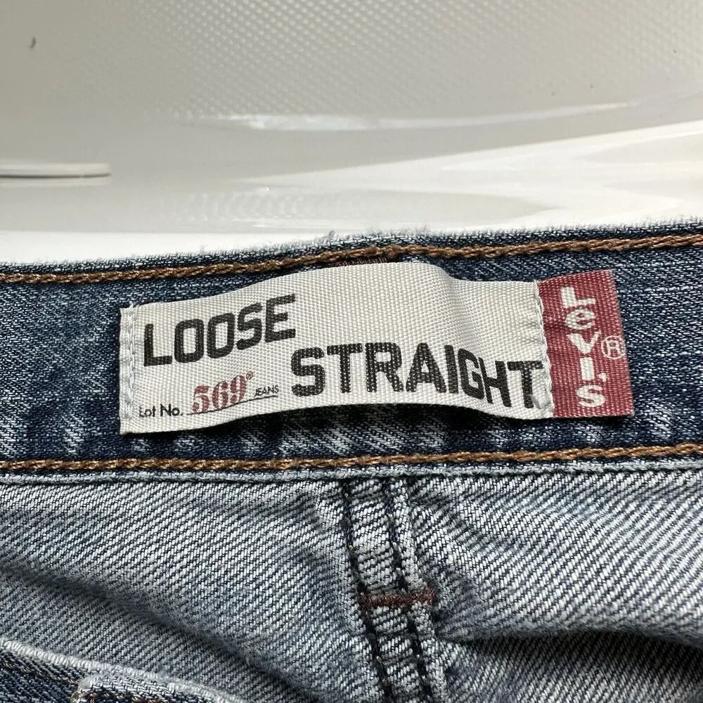 Levis 569 Jeans Mens 38x30 Loose Straight Baggy Relaxed Y2K Faded Normcore